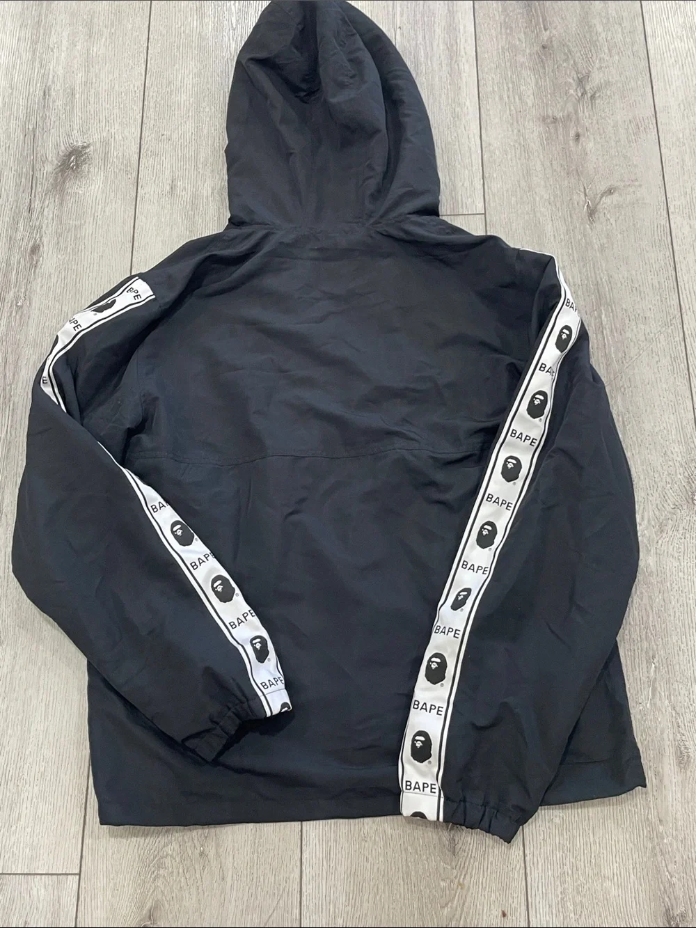 A Bathing Ape BAPE Men's Black Hooded Zip Windbreaker